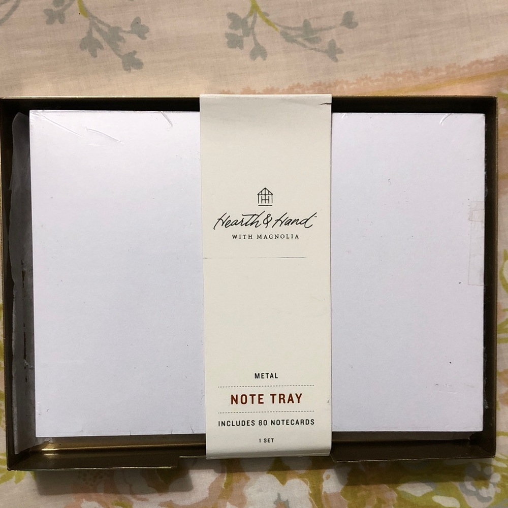 Hearth & Hand Gold Metal Note Tray with Notecards